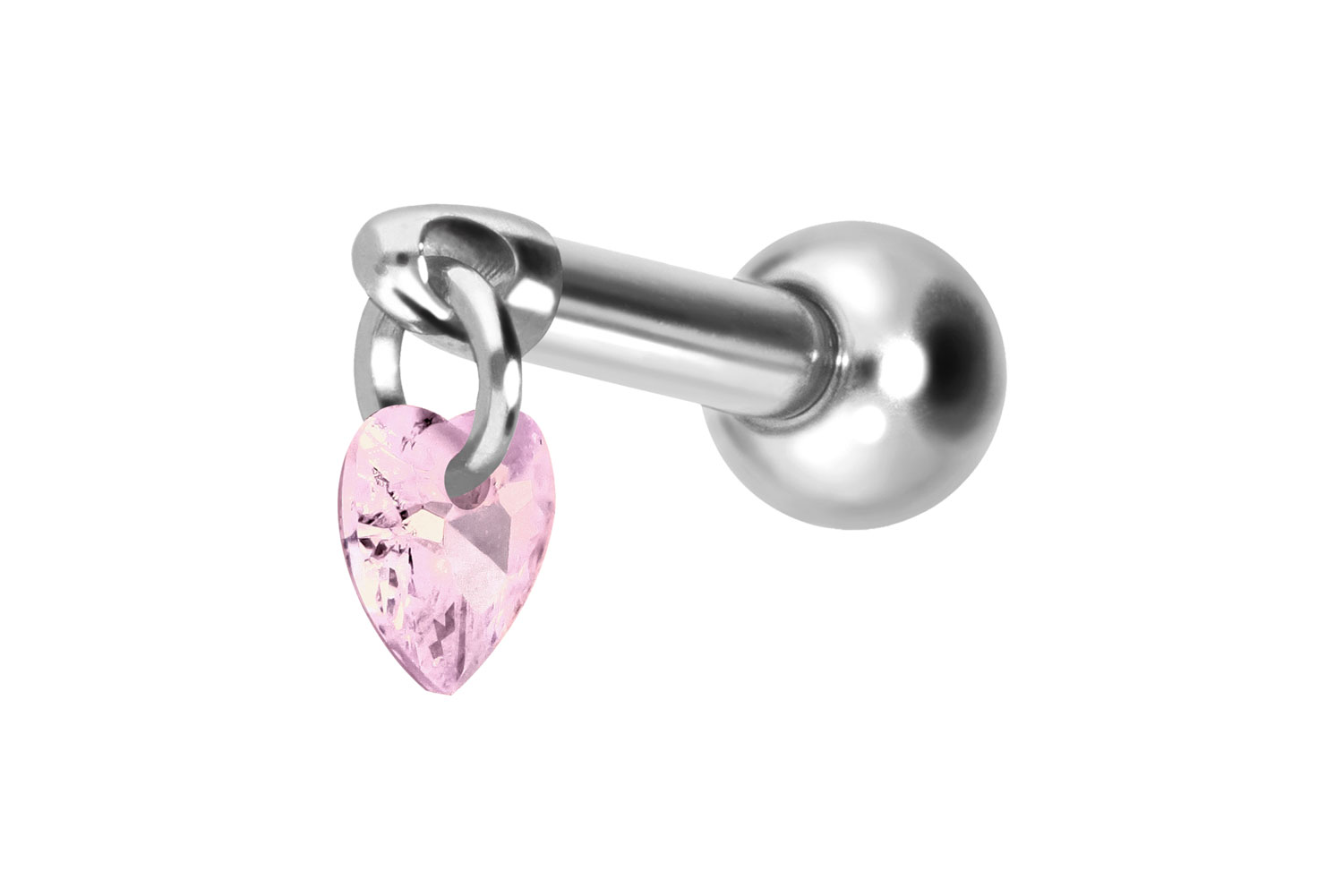 Titan Ohrpiercing mit Innengewinde KRISTALLHERZ